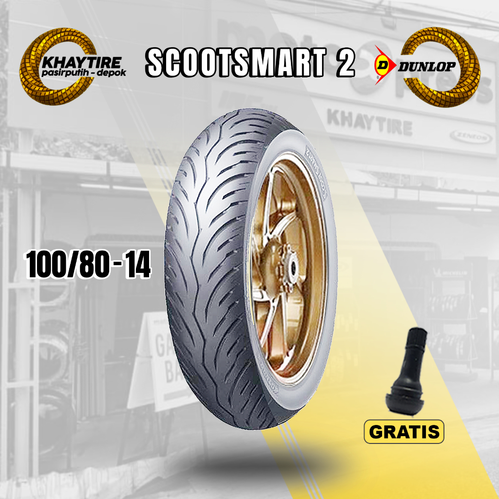 Ban Depan Motor PCX DUNLOP SCOOTSMART 2 100/80 Ring 14 Tubeless