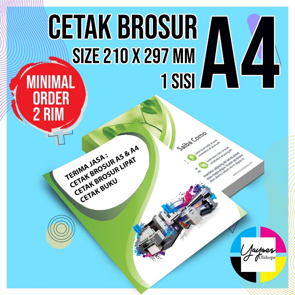 

CETAK BROSUR A4 , CETAK 1 SISI MINIMAL ORDER 2 RIM