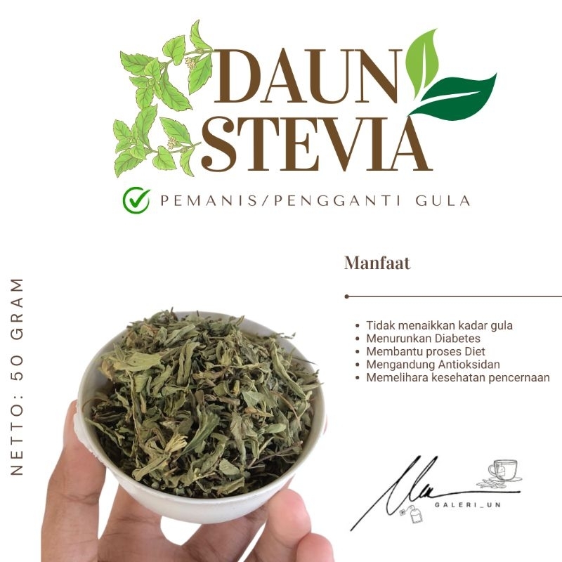 

DAUN STEVIA (pemanis/pengganti gula) 100% tanaman kering TANPA BATANG