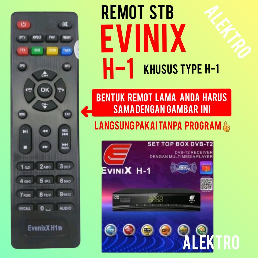Remote stb EVINIX H-1 set top box remot