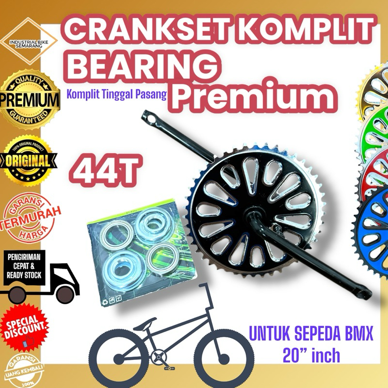 NEW ( CRANK BMX 44T KOMPLIT ) Rotel Crankset Gir Gear Depan Sepeda BMX Engkol Langsung BB Cup