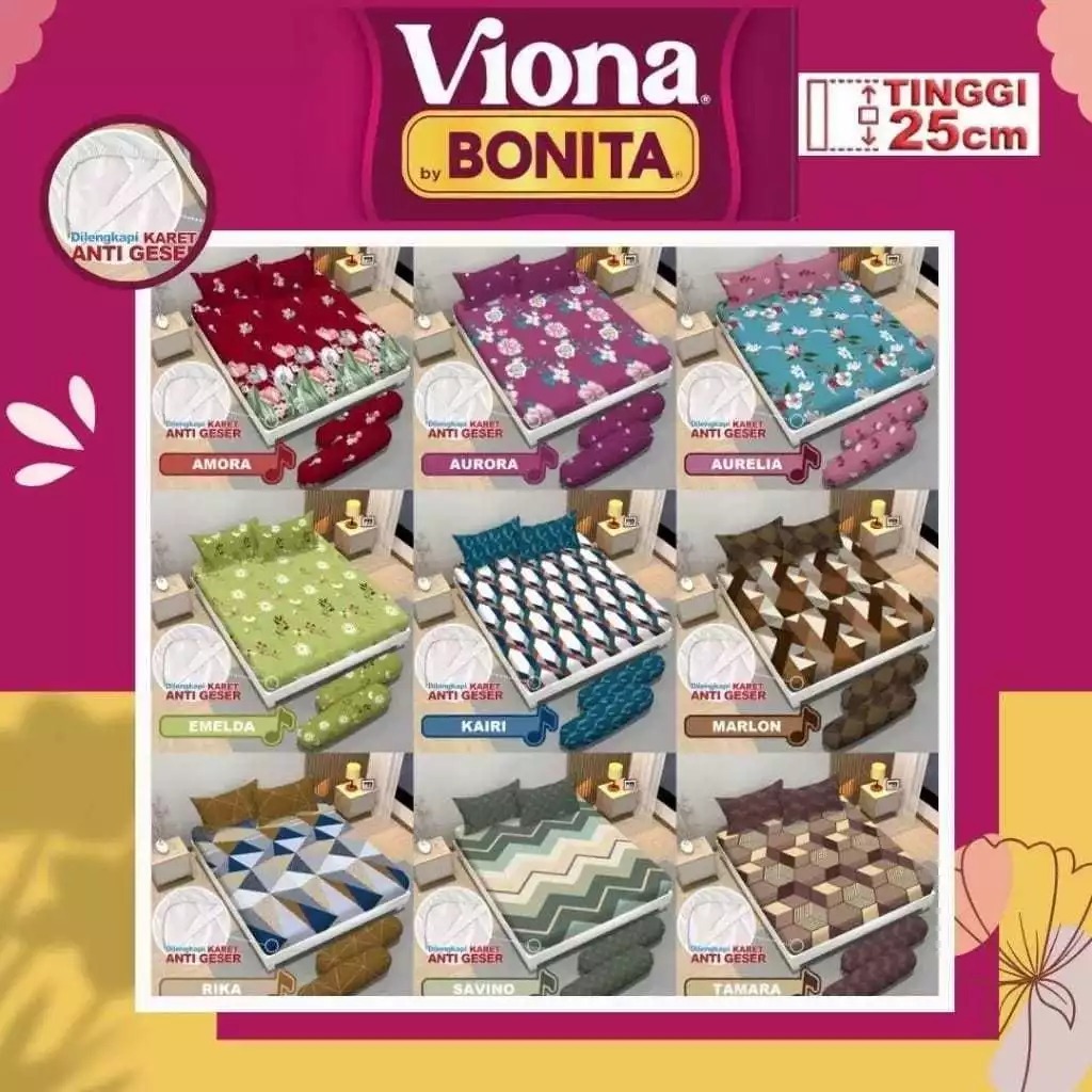 SPREI BONITA VIONA UKURAN KING SIZE 180x200 TINGGI 25 CM / ALAS KASUR PREMIUM TERJANGKAU