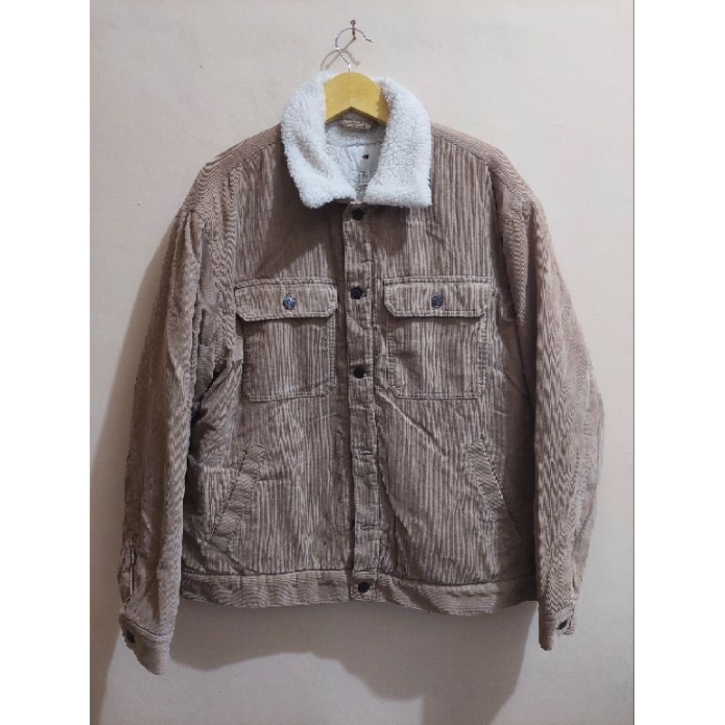 jacket trucker denim jeans sherpa H&M Corduroy work jacket preloved