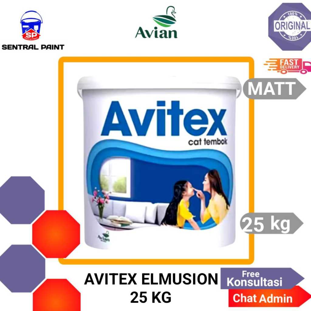 Cat AVITEX EMULSION 25 kg / Cat Tembok dan Plafon Gypsum AVITEX EMULSION 25 kg