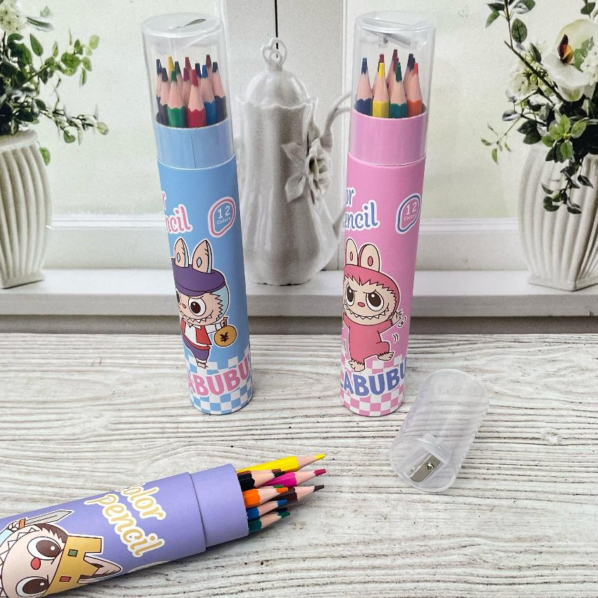 

Pensil Warna Isi 12pcs Karakter Kartun Viral Labubu Warna Soft Pastel Cover Tabung Bisa COD