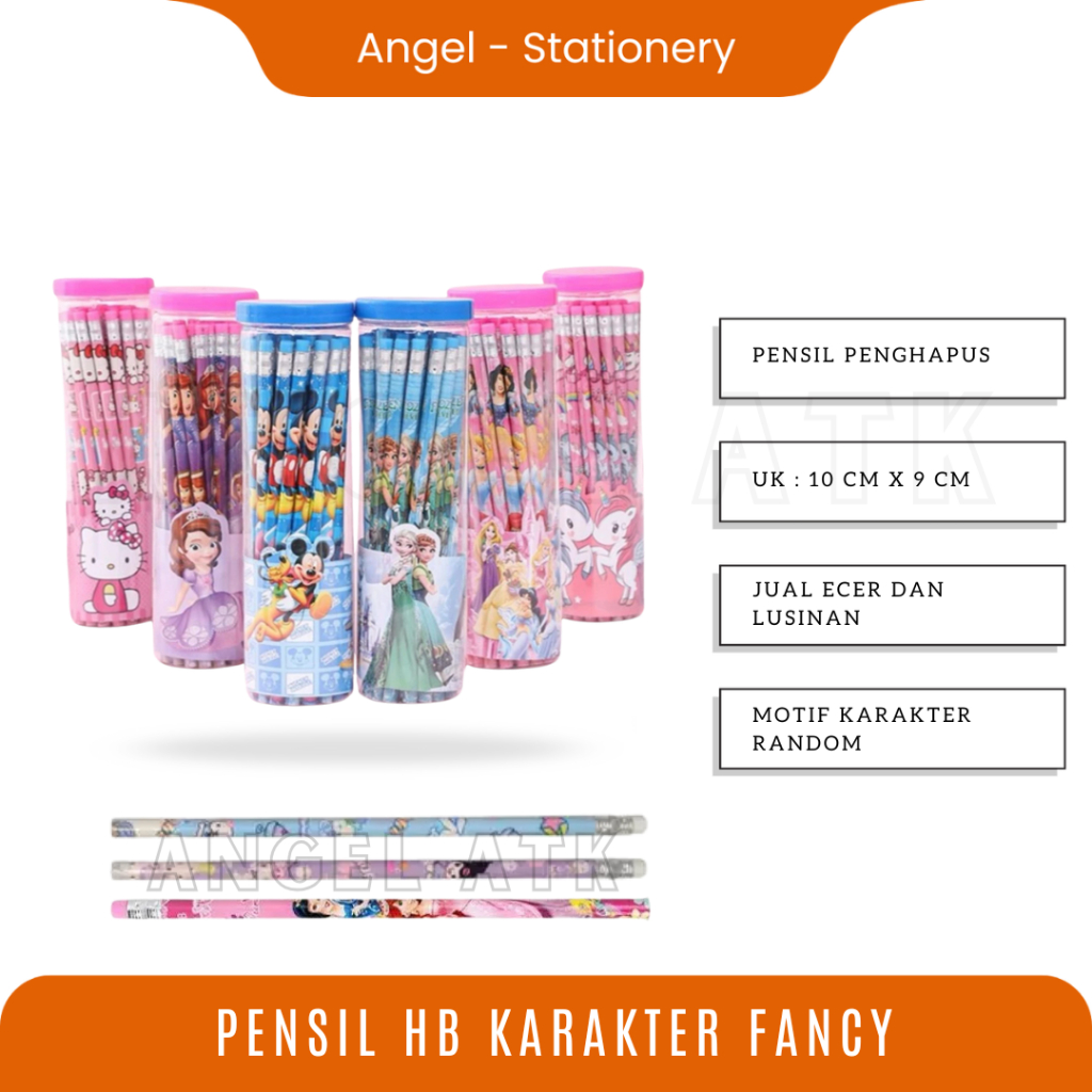 

( 30 Pcs ) Pensil Murah / Pensil Kayu Tabung / Pensil Penghapus / Pensil Karakter Lucu / Pensil Kayu Motif / COD / Atk Blessing