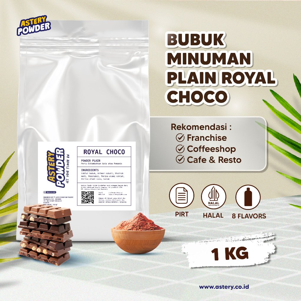 

Astery Powder - 1KG Royal Choco Powder Plain / Royal Chocolate Powder Drink / Bubuk Coklat Minuman / Bubuk Minuman Rasa