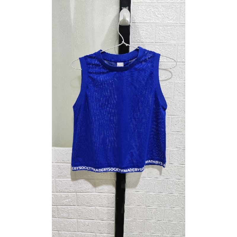 Atasan Blouse Wanita Sleeveless Biru Elektrik (Preloved)