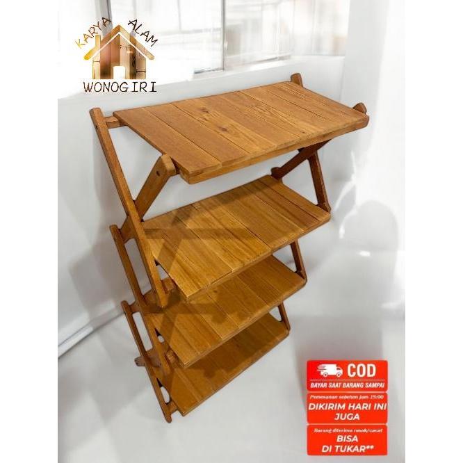 Rak Sepatu Susun Kayu 4 Zigzag Tempat Sepatu Lipat Rak Pot Minimlis Serbaguna