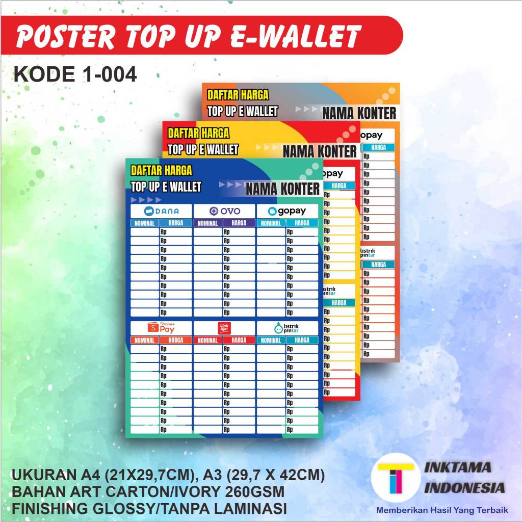 

Poster Konter Daftar Harga Admin Top Up E Wallet