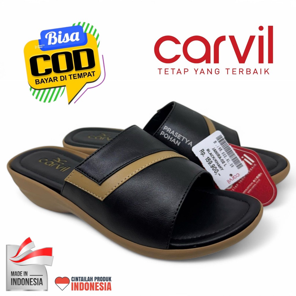 Sandal Kulit Wanita Slop Carvil Original - Sendal Slide Wanita Kulit Original Carvil