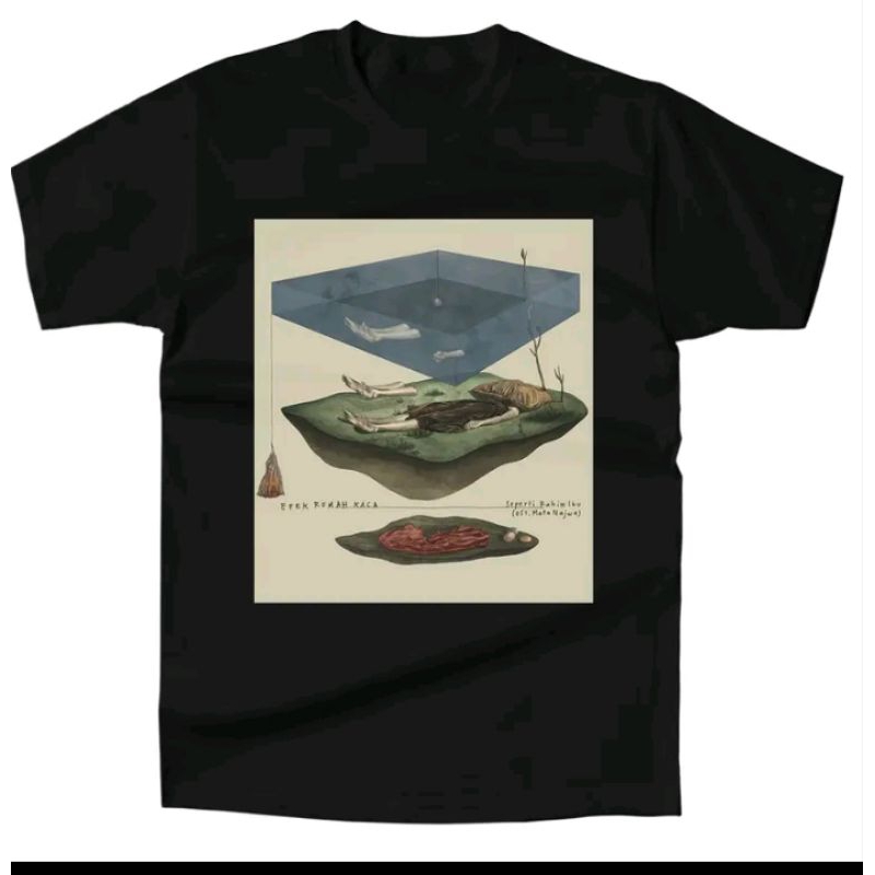 KAOS HITAM EFEK RUMAH KACA SEPERTI  RAHIM IBU -T-SHRT UNISEX