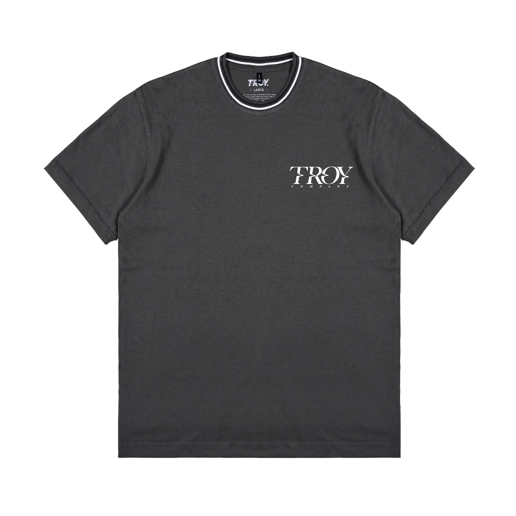 Troy Company Neck Strip Tshirt Dark Grey Vague - Kaos Lengan Pendek Kaos Abu Gelap KST 3031-3A1W1B