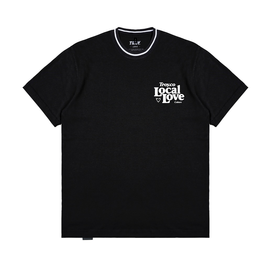 Troy Company Neck Strip Tshirt Black Local Love - Kaos Lengan Pendek Kaos Hitam KST 3033-2B1W