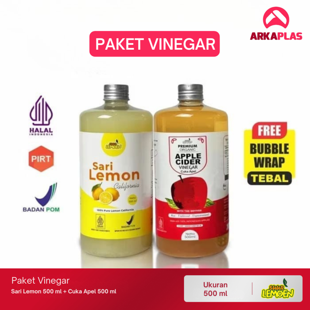 

Paket Cuka Apel 500ml + Sari Lemon 500ml + Paket 1 Liter Suur Lemoen By ARKAPLAS