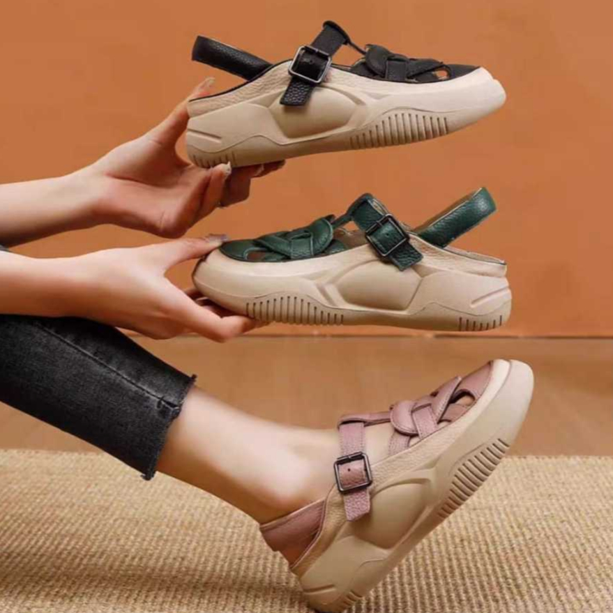 BRANZ STORE - SANDAL SEPATU BAPAU WANITA MODEL WEDGES TALI BELAKANG HAK 4 CM CASUAL OOTD CK 553