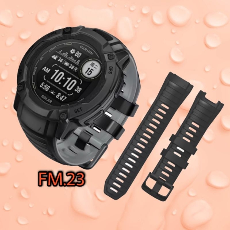 STRAP TALI JAM RUBBER SILIKON SILICONE BLACK BUCKLE GARMIN INSTINCT 3 50MM 3 45MM AMOLED SOLAR TACTI