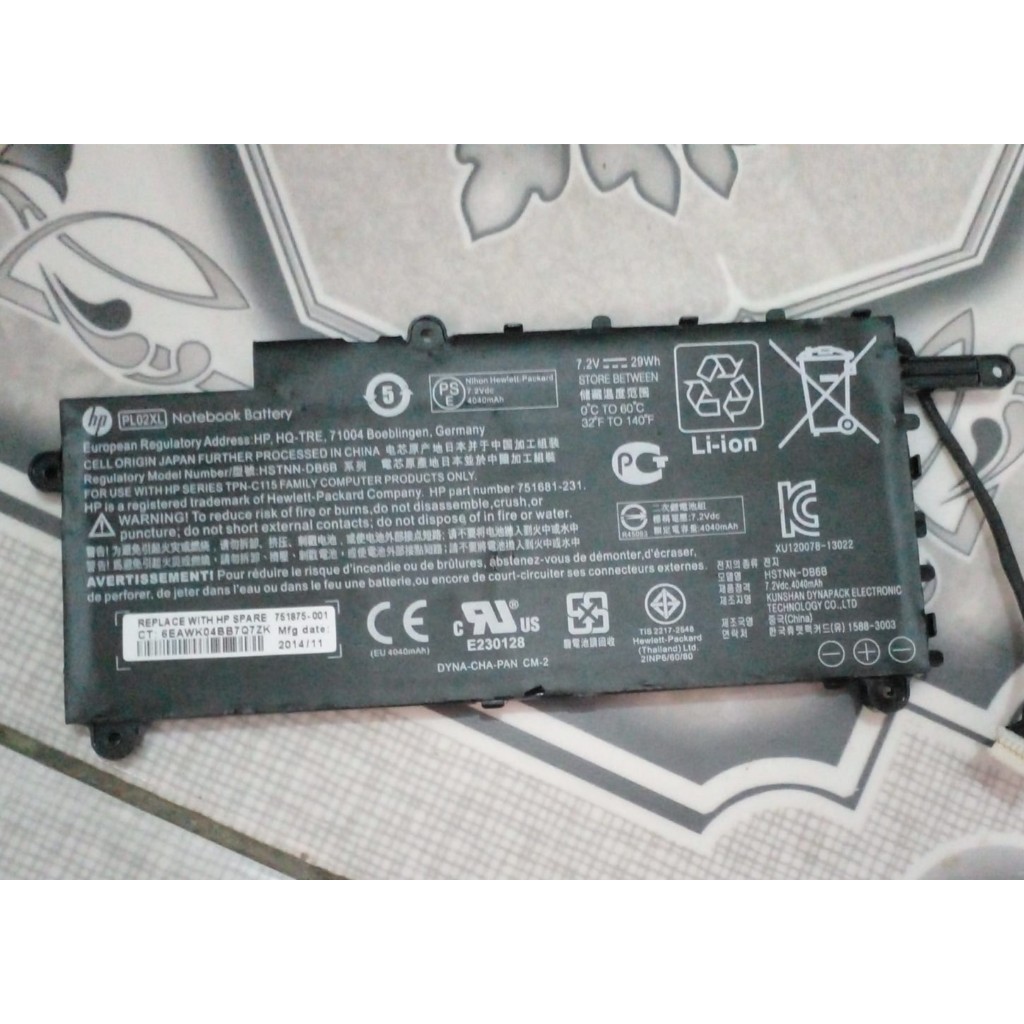 Baterai HP Pavilion PL02XL 11-N X360 11 X360 HSTNN-DB6B Black-Bekas Copotan ORI