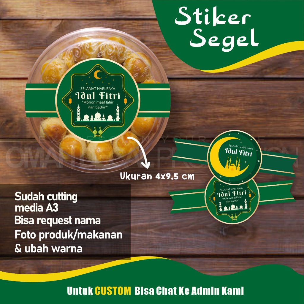 

Stiker Segel Toples Kue Hari Raya Idul Fitri Hampers Cetak Stiker Label Kemasan + Cutting Chromo