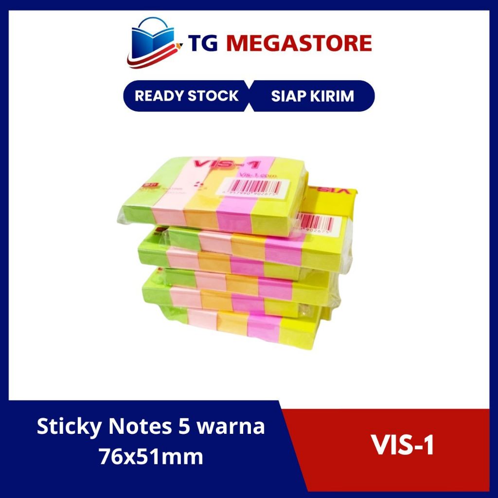 

Sticky Notes / Memopad Vis-1 5 warna 76x51mm - IM21