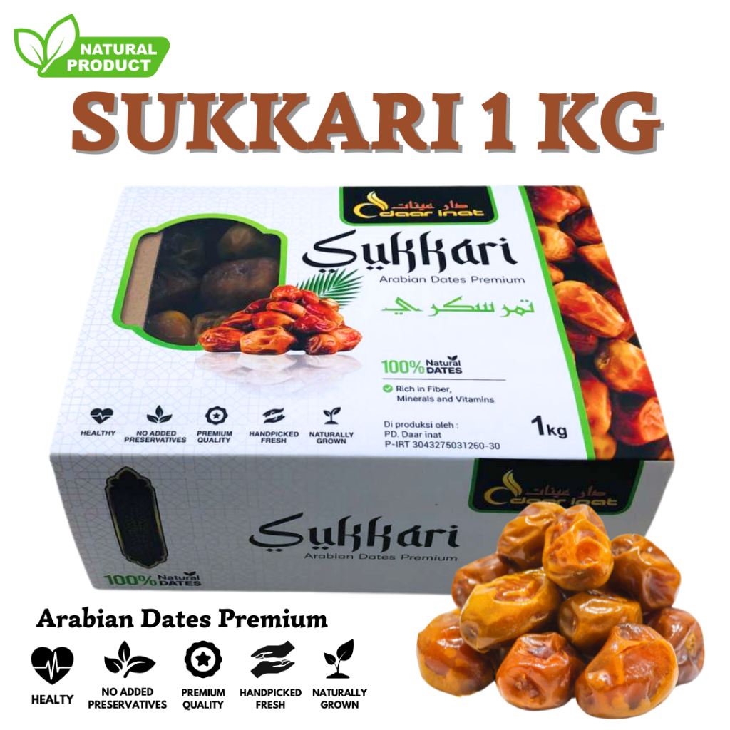 

Kurma Sukari 1kg DAAR INAT / Kurma sukkari / Sukari Premium sukari almadinah / Kurma Basah