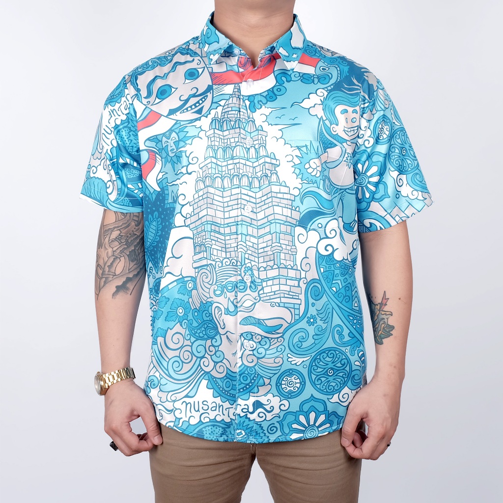 Kemeja Pria Lengan Pendek Motif - Garuda 14
