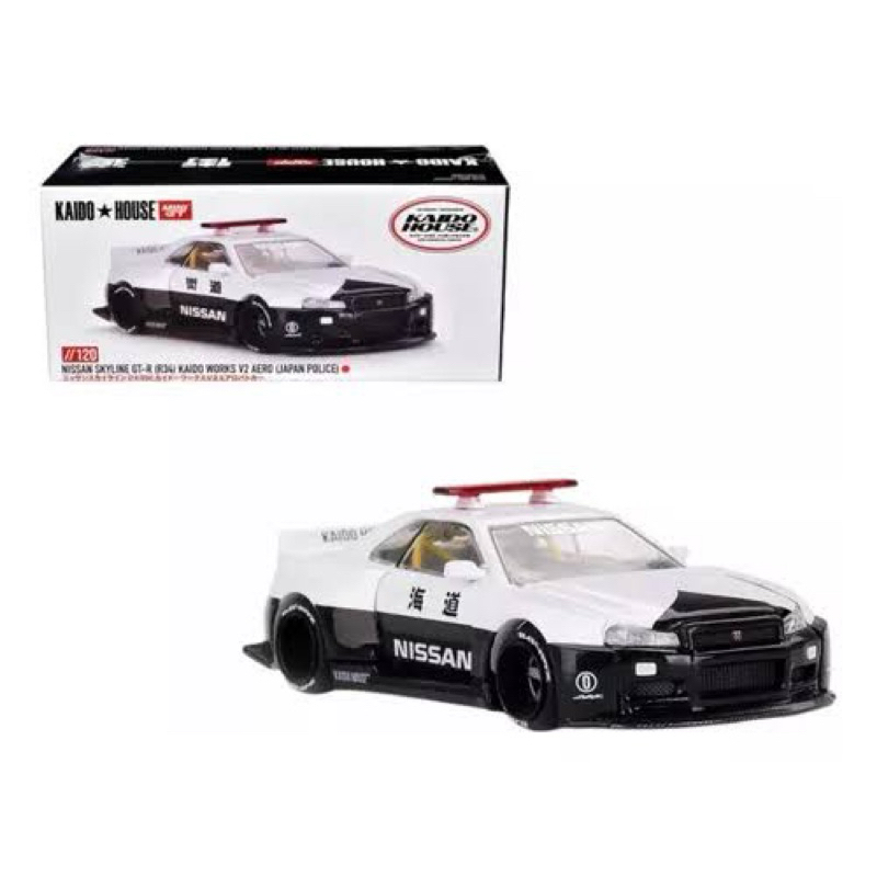 KAIDO HOUSE X MINI GT NISSAN SKYLINE GT-R R34 JAPAN POLICE SEALED