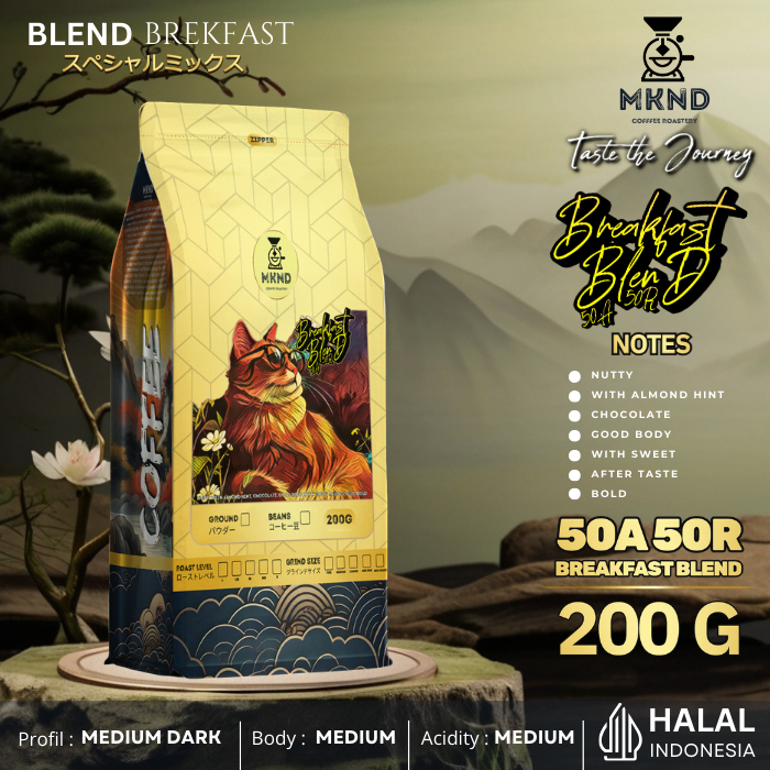 

MKND COFFEE ROASTERY - Breakfast Blend 200gr Arabika 50% Robusta 50% Kopi Susus Espresso |Blend Kopi