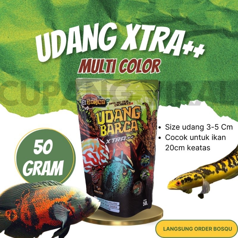 

(Multi Color Xtra) Udang Barca XTRA++ Multi Color Udang Kering Jumbo Push Warna