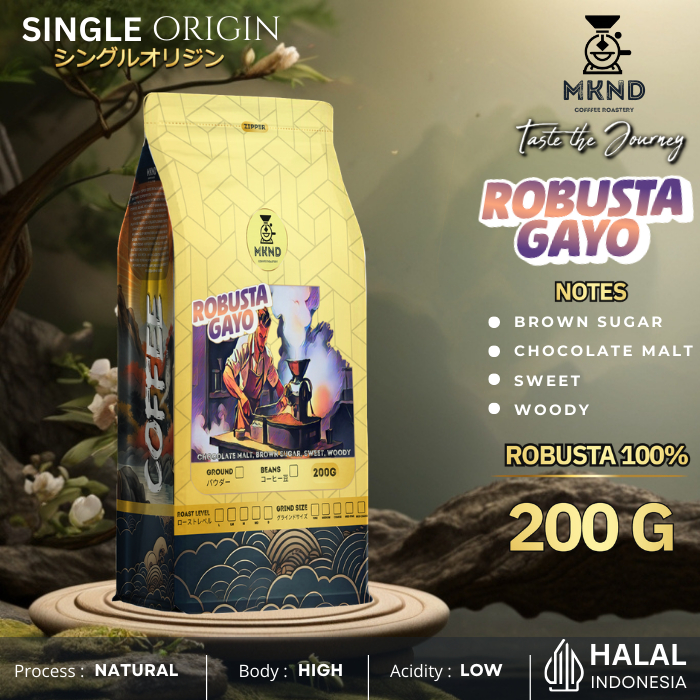 

MKND COFFEE ROASTERY - Robusta Gayo Aceh 200gr Singel Origin | Kopi susu | Espresso | Roast Beans | Medium Dark Roast