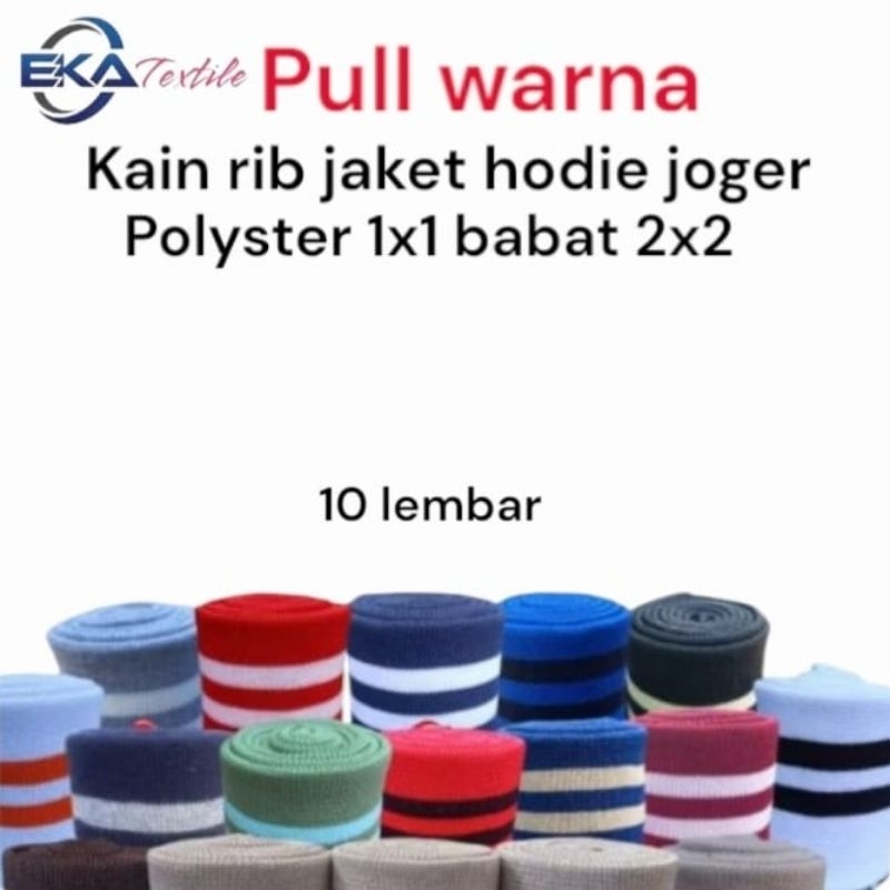 Kain rib/bur 1x1 babat 2x2 colorfull polyester premium per 10 lembar