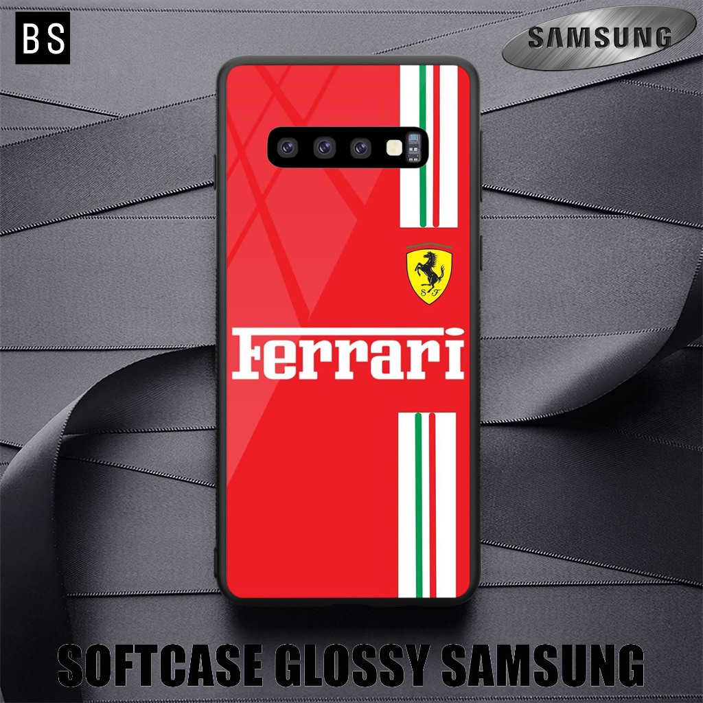 [ BS03 FERRARI ]  Case Glossy HD Samsung S10,S10 PLUS,S10 E.S10 LITE,S9.S9 PLUS,S8,S8 PLUS Kamera Pr