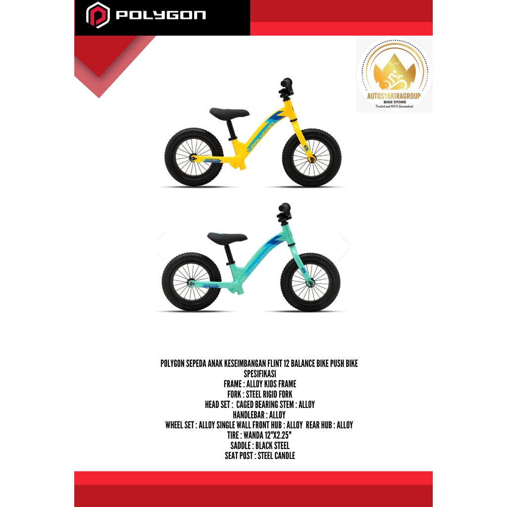 Polygon Sepeda Anak Flint 12 Balance Bike Ready siap Kirim