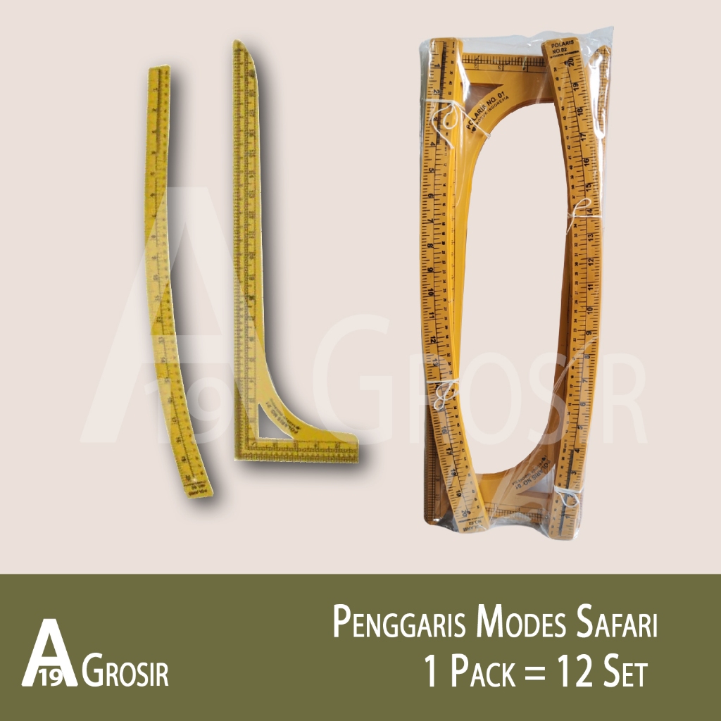 

(1PACK=12SET) Penggaris Modes Pola Set isi 2