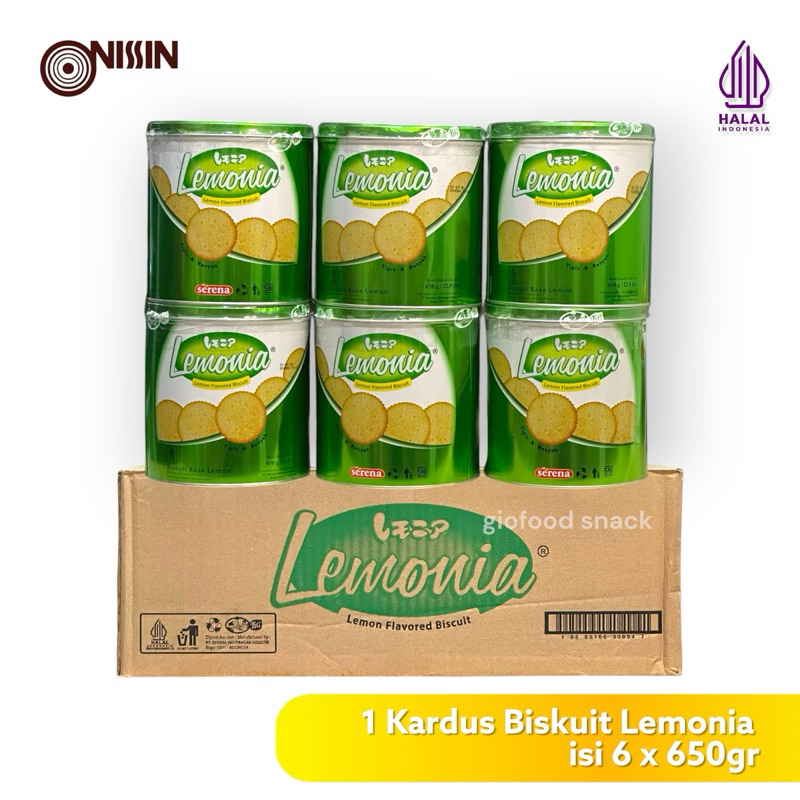 

Nissin LEMONIA 1 Karton isi 6 Kaleng Bulat (650gr) Biskuit Lemon Food