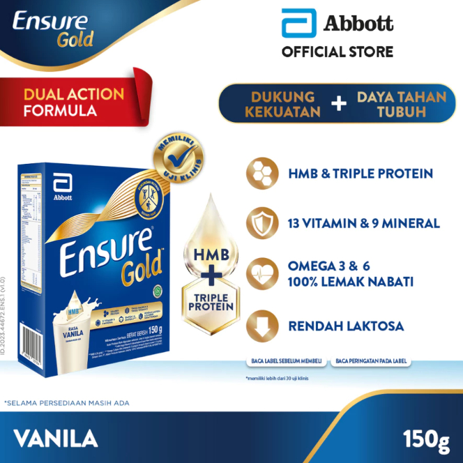 

PENAWARAN TERBAIK !!! Ensure Gold HMB Vanila 150 g - Nutrisi Dewasa Rendah Laktosa