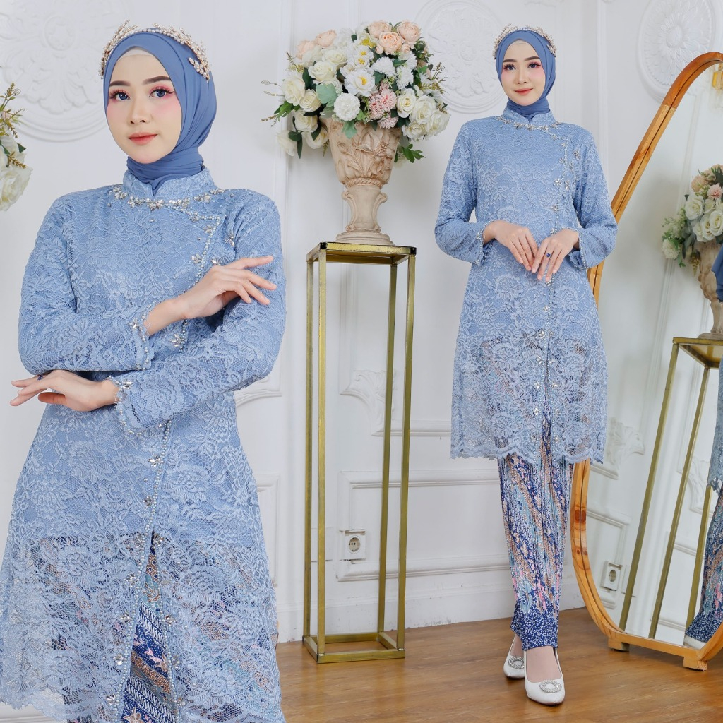 FREE HIJAB Tunik Janggan Brokat Variasi Payet - Tunik Payet Mewah - Tunik Brokat Premium - Tunik Ter