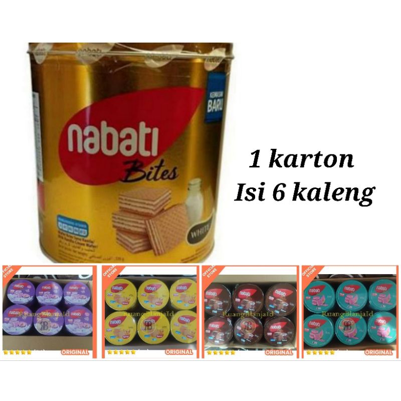 

Nabati wafer Kaleng chocolate Richeese goguma ubi ungu vanilla susu pink lava 240gr 1 Dus isi 6 pcs / 1 karton / dos