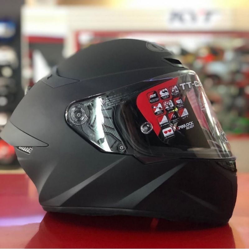 KYT TT COURSE PLAIN BLACK MATTE ORIGINAL | HELM FULL FACE KYT TT-COURSE HITAM DOFF ORI SNI