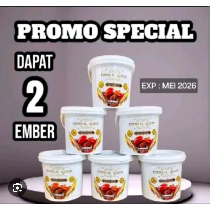 

Kurma Sukari Al Qassim/ Promo 1 Dapat 2 Ember/ Kurma Ramadhan Lembut Rasanya