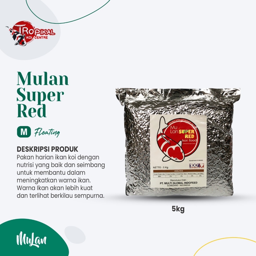 TKC Mulan Super Red Koi Food Super Enhancher Colour M 5 kg - Tropikal Koi