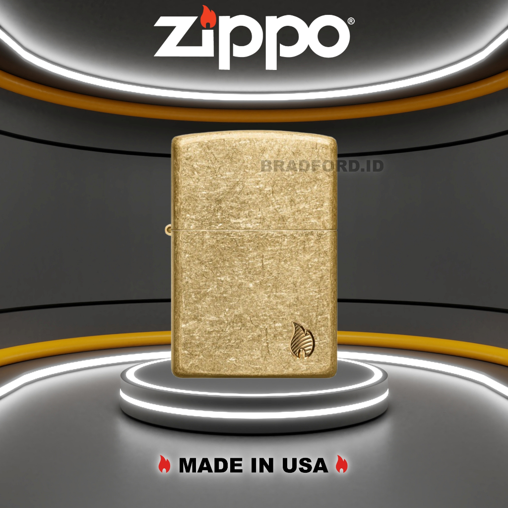 Korek Zippo Armor® Tumbled Brass Flame Design 46398 Original Made In USA