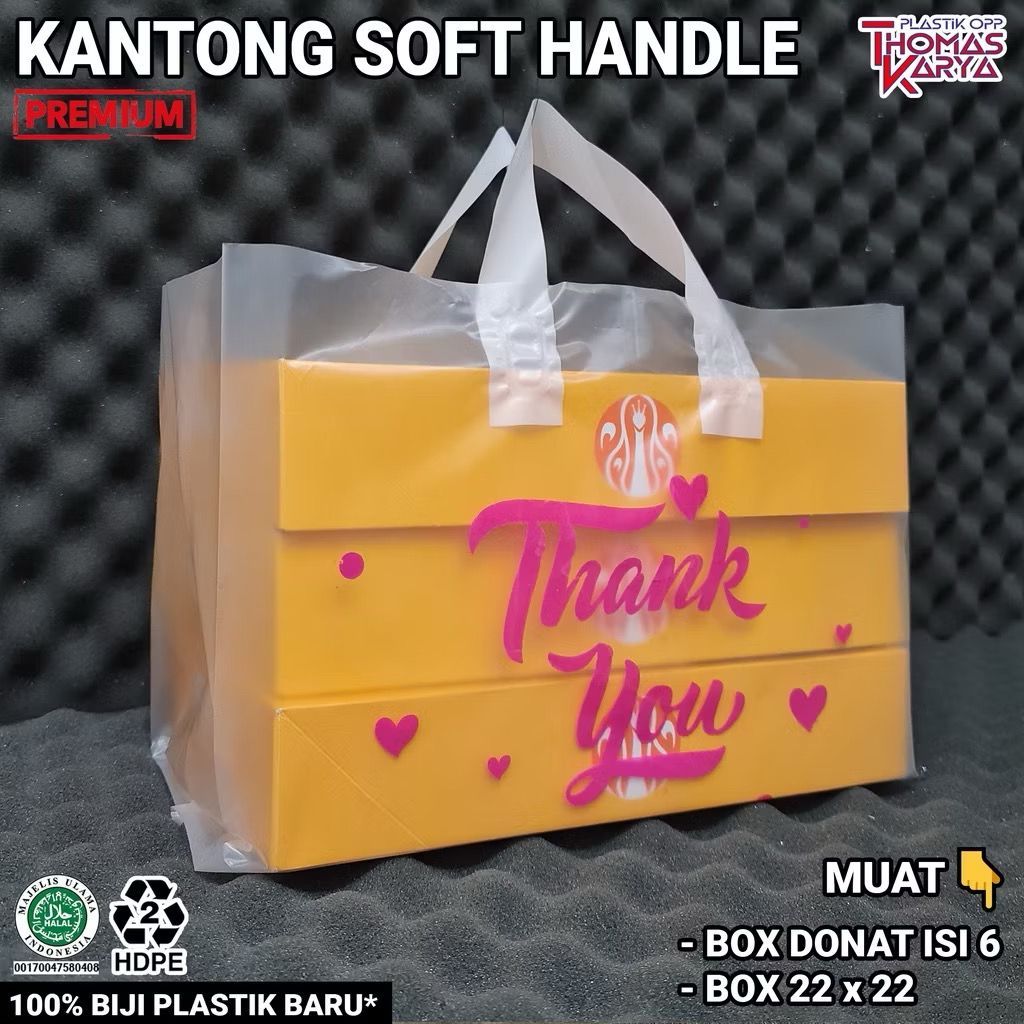 Softhandle Dove| Plastik Ultah Snack 30x30 Tali isi 50 | Softhandle Dove Ulang Tahun Motif Thank You