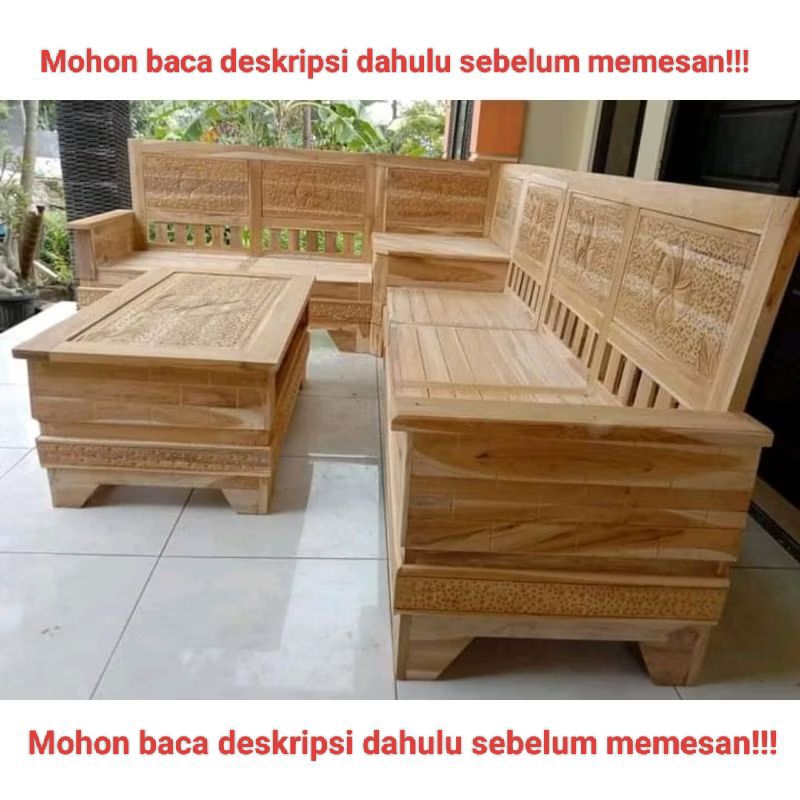 Kursi tamu sudut piramid FULL KAYU JATI Kursi tamu minimalis kursi tamu murah kursi tamu meja jati