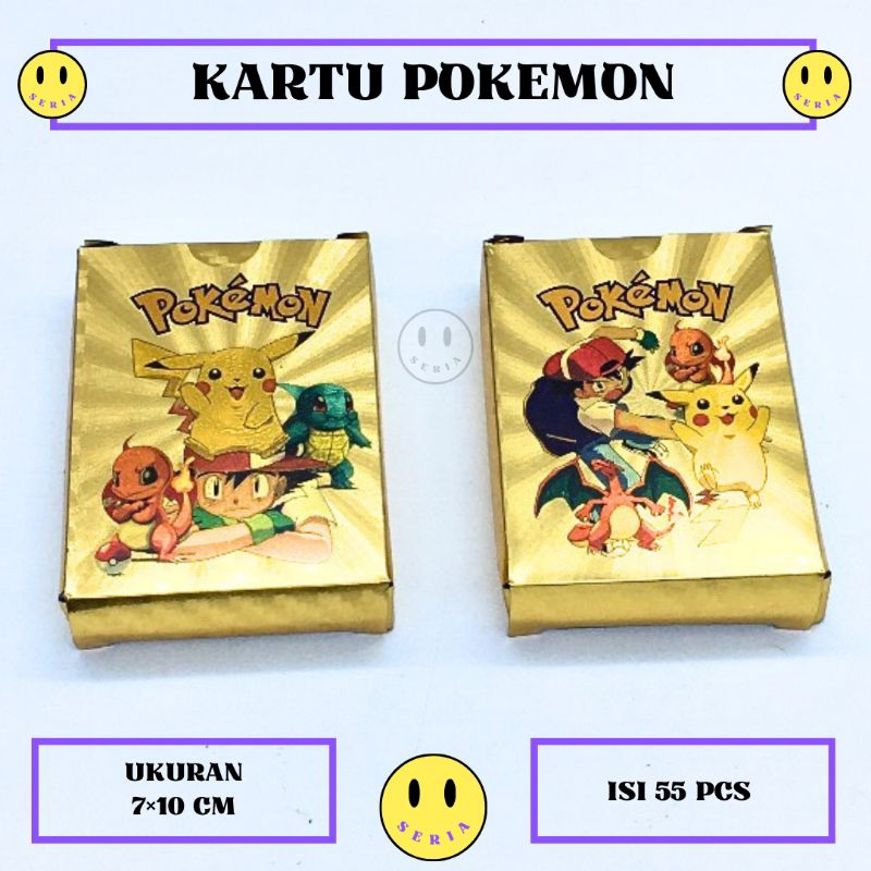 55 Pcs Kartu Pokemon Gold pokemon charizard koleksi kartu