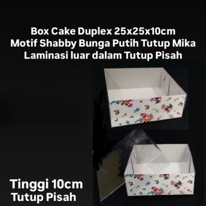 

Dus Kue Duplex 25x25x10 Box Packaging Cake Shabby Tutup Mika
