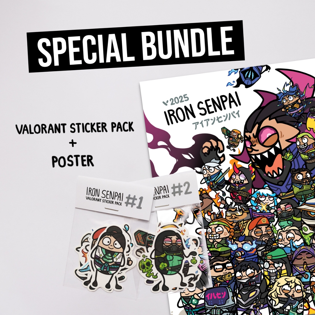

(BUNDLE) IRON SENPAI VALORANT Sticker Pack #1 dan #2 + Poster IRON SENPAI VALORANT