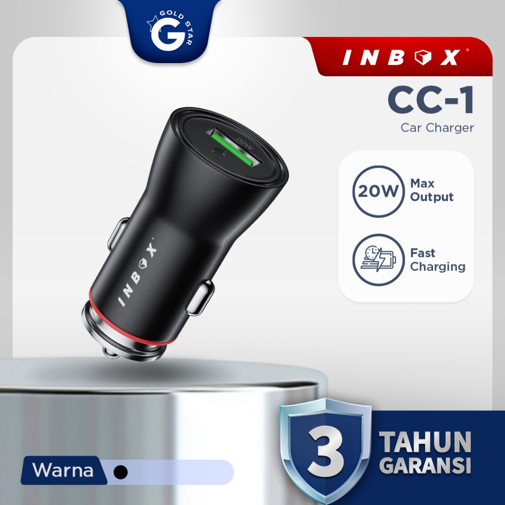 Inbox Car Charger Mobil CC-1 USB Fast Charging 20W