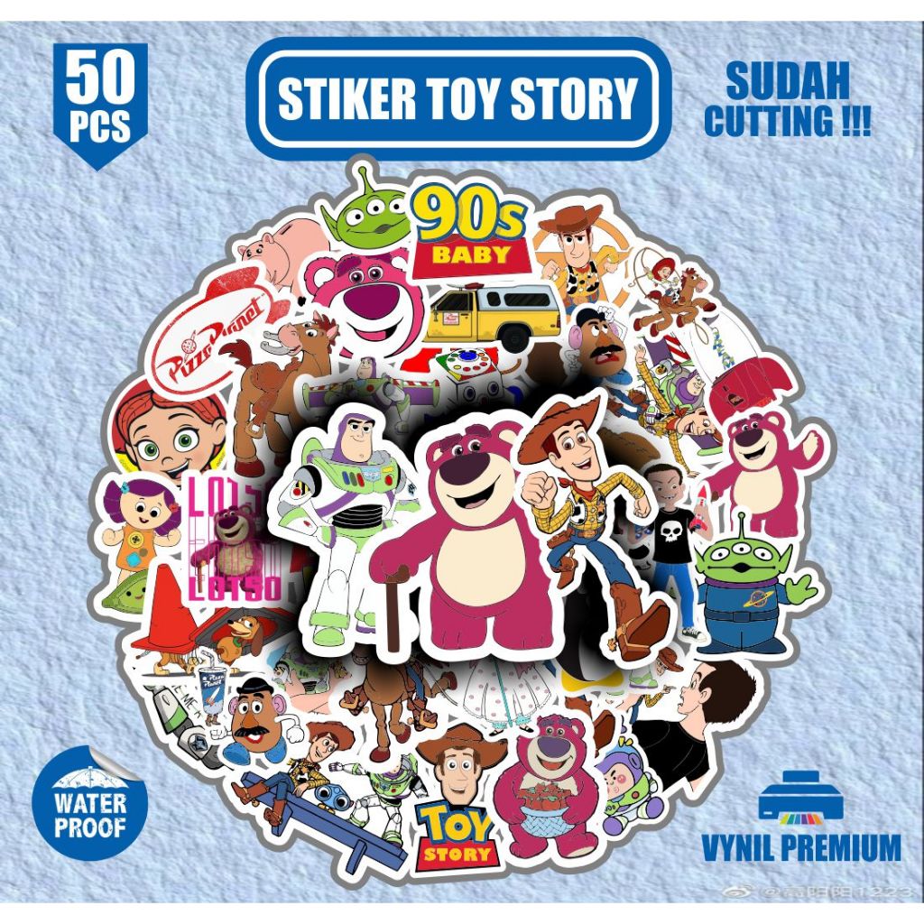 

Stiker Aesthetic Kartun Toy Story 50 pcs Bahan Paper Vinyl Waterproof Pack Sticker Dekorasi Laptop Buku Jurnal Koper Casing Phone Helm Motor