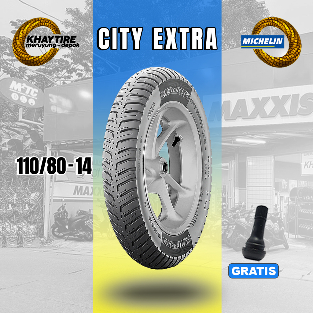 Ban Motor Matic MICHELIN CITY EXTRA 110/80 Ring 14 Tubeless